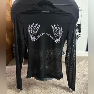 Skeleton Hands Mesh Long-sleeve
